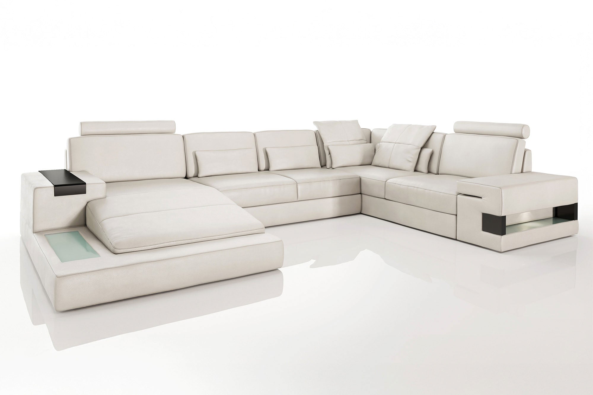 TEST Los Angeles Leather U-Chaise Sectional