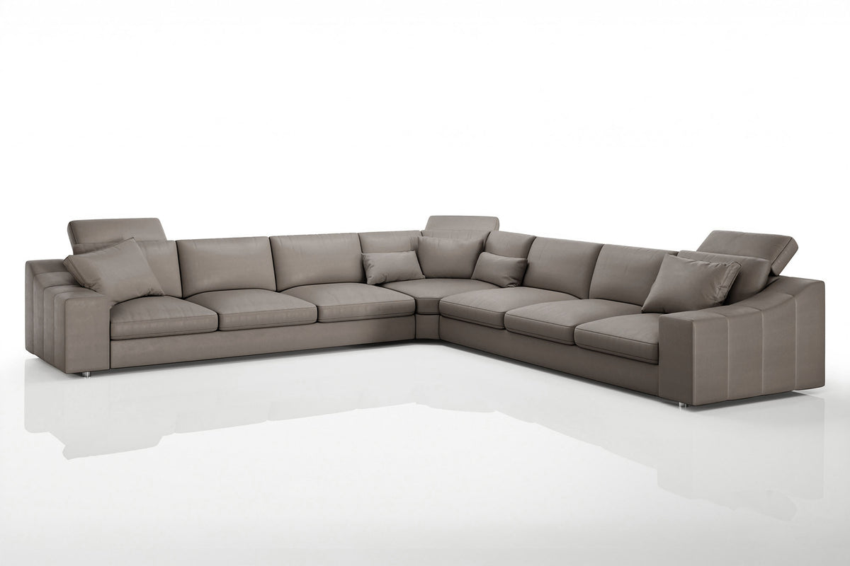 Modern & Elegant Sectional Leather Sofa Large,White, Italian Premium Leather Design, Collection: Chicago by BULLHOFF