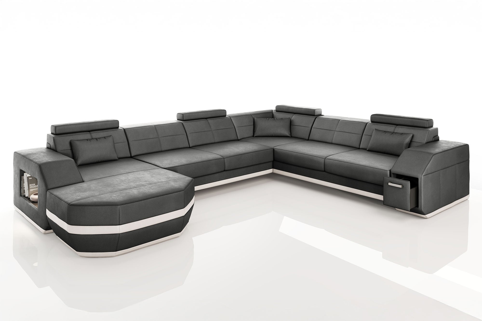 New Jersey Leather U-Chaise Sectional