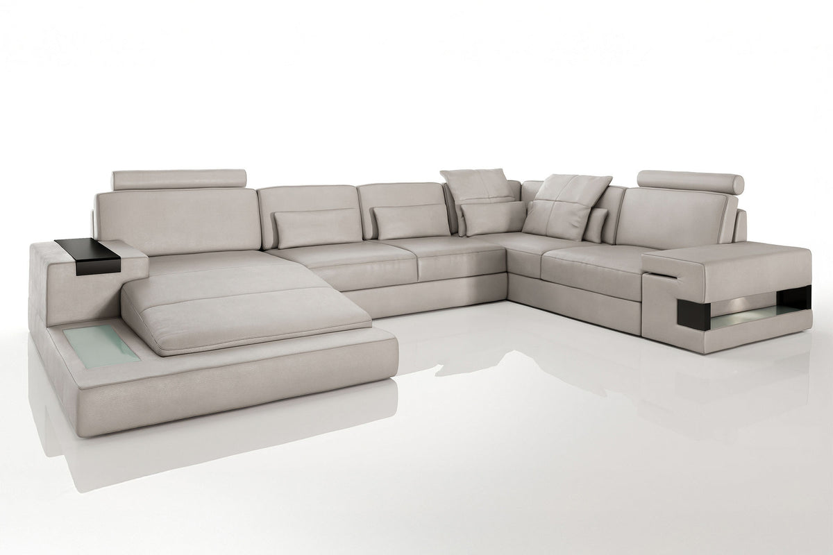 Los Angeles Leather U-Chaise Sectional