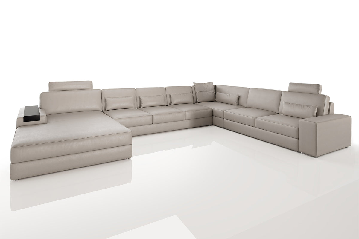 Los Angeles LG Modern Leather U-Chaise Sectional Large
