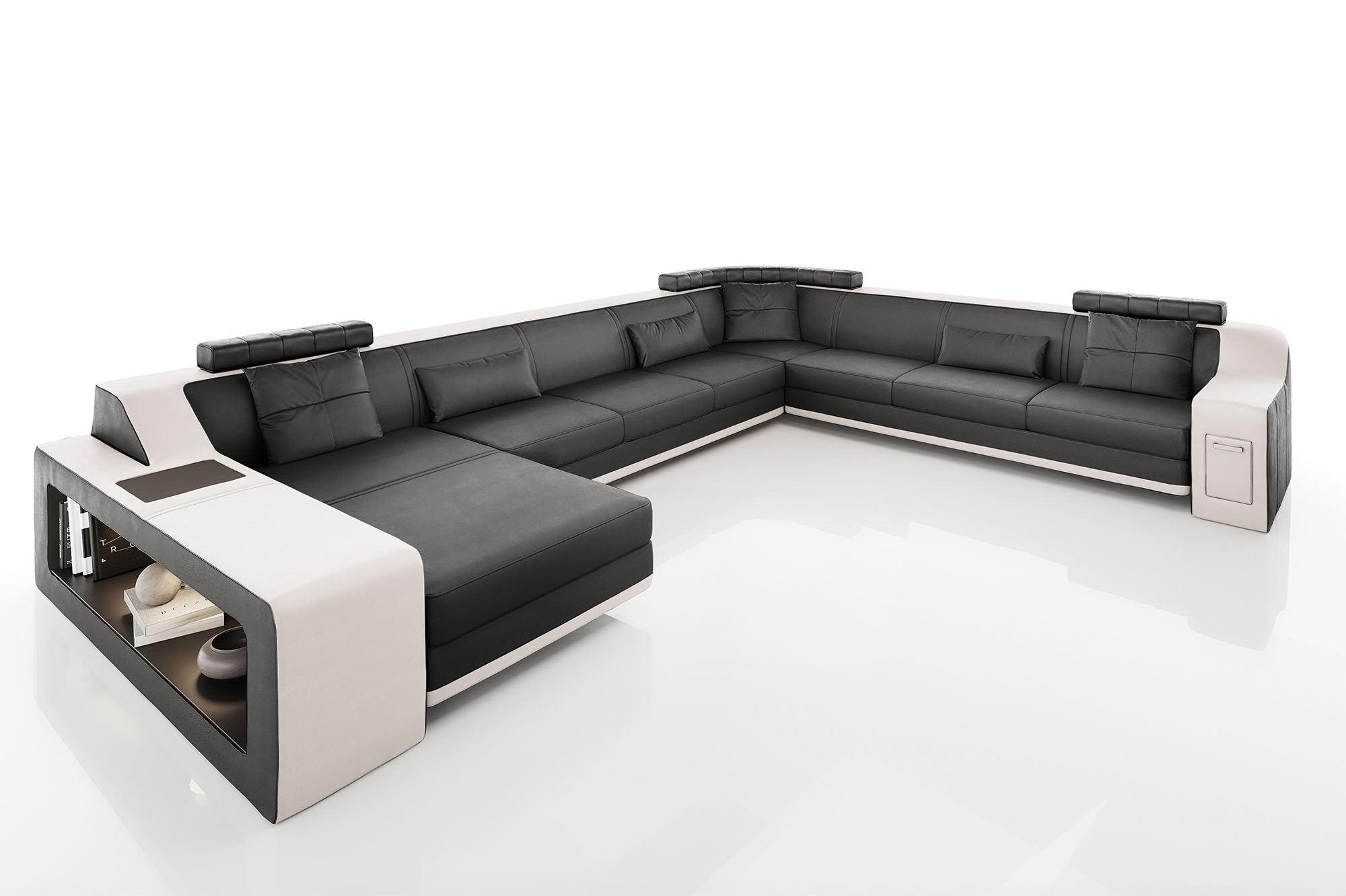 California LG Leather U-Chaise Sectional Large