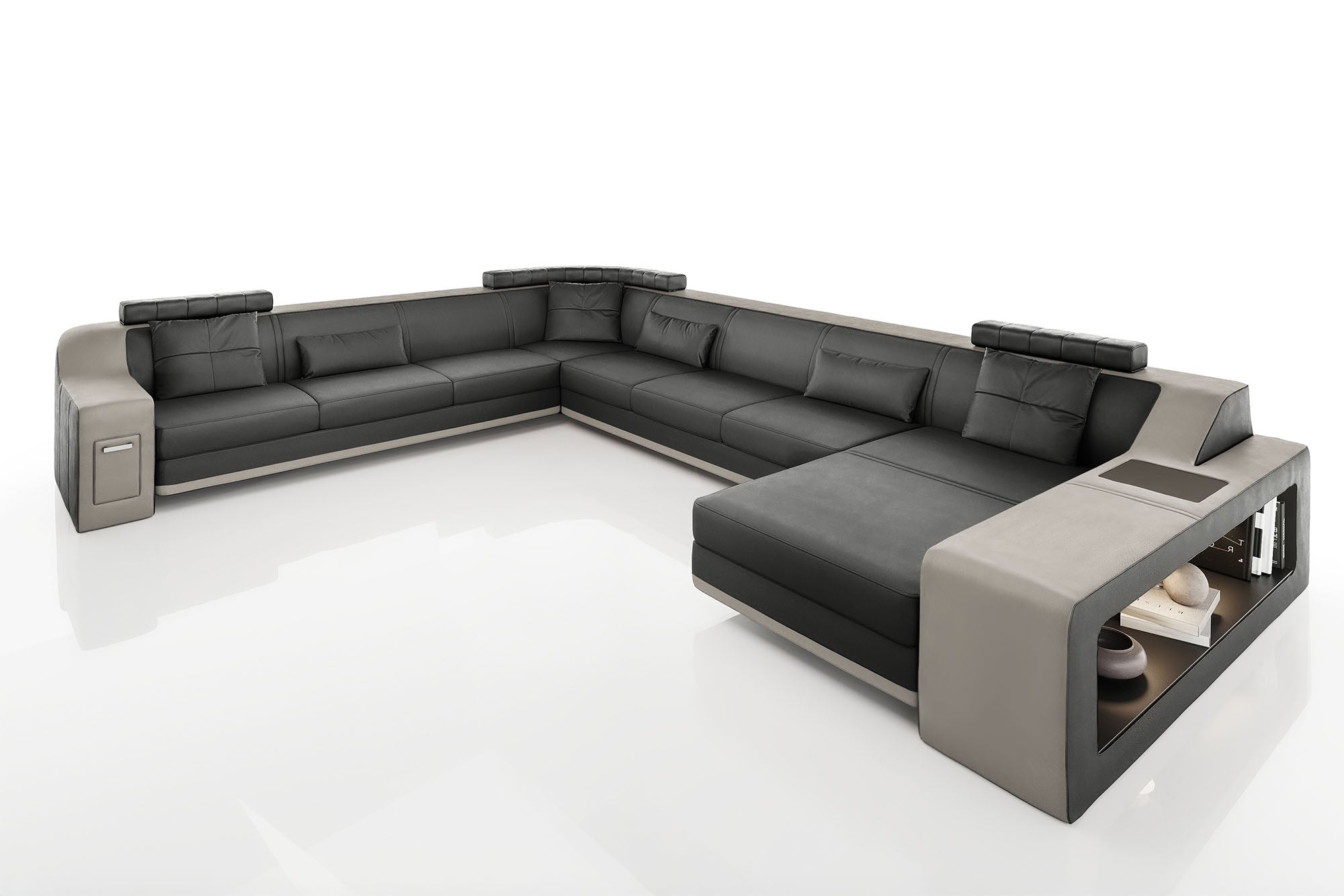 California LG Leather U-Chaise Sectional Large