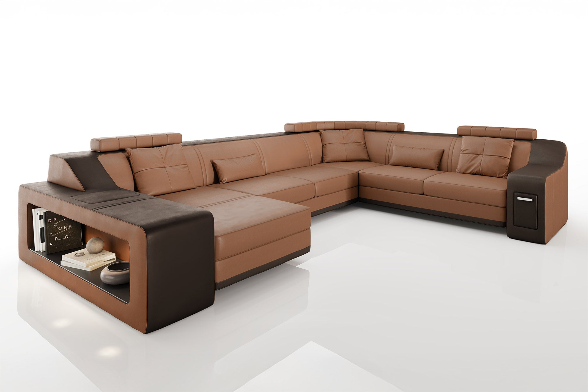 California Leather U-Chaise Sectional