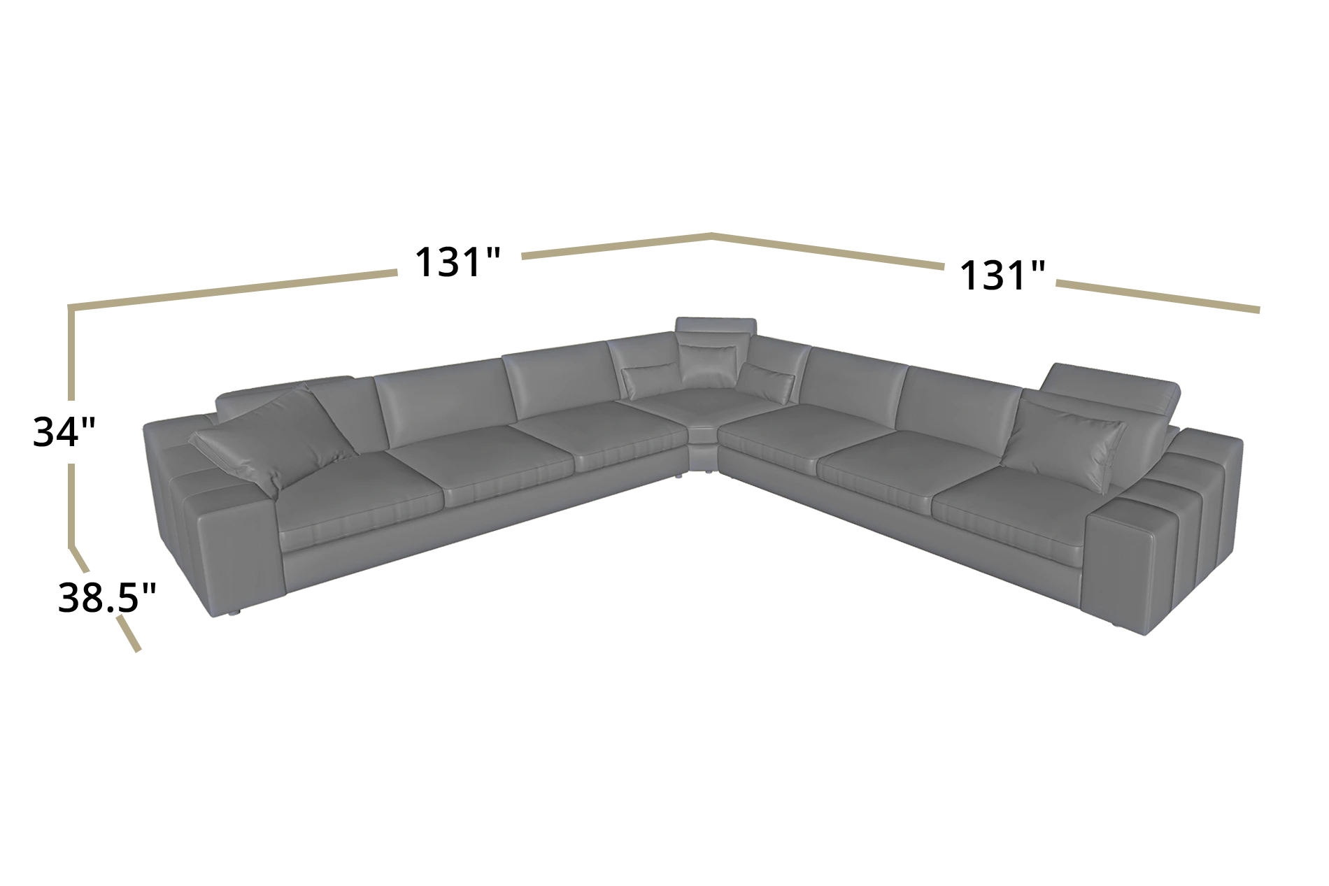 Chicago LG Modern Leather L-Sectional Large