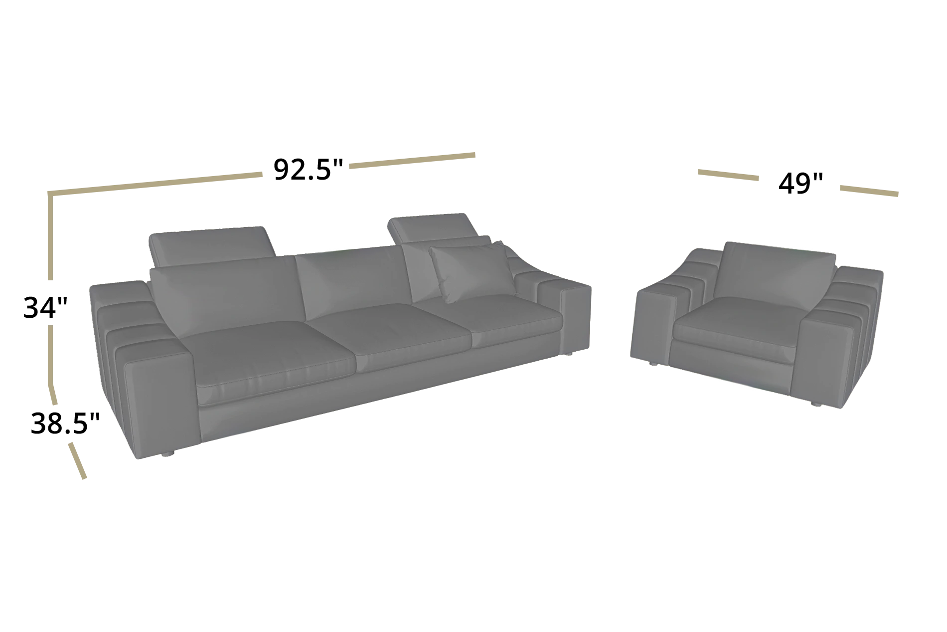 Chicago Modern Leather Sofa Set