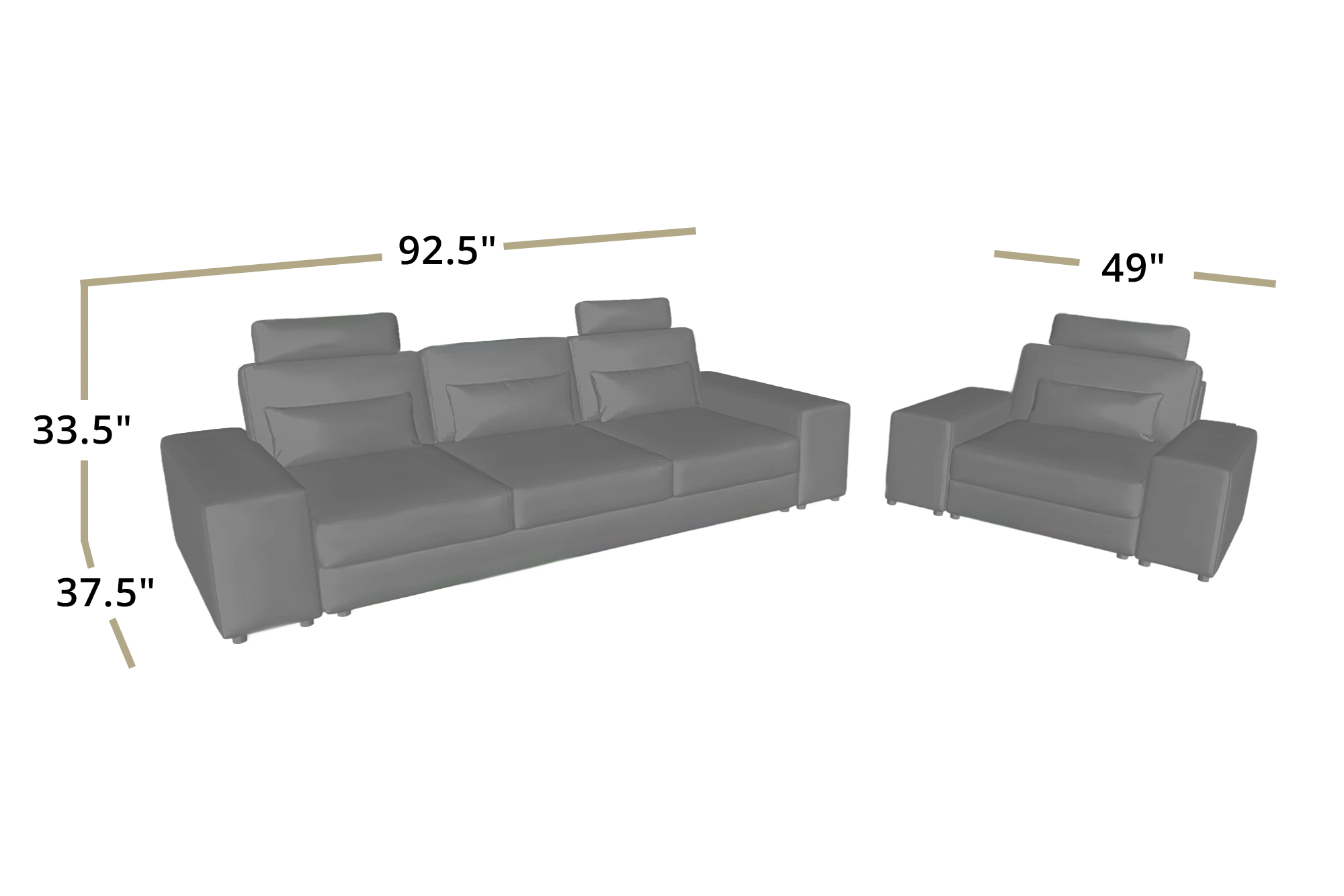 IN-STOCK Los Angeles Modern Leather 3 Seater Sofa Buffalo Full Leather