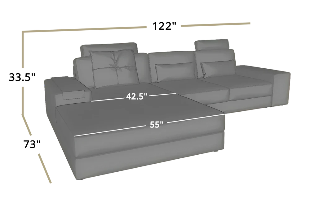 Los Angeles III Modern Fabric Chaise Sofa