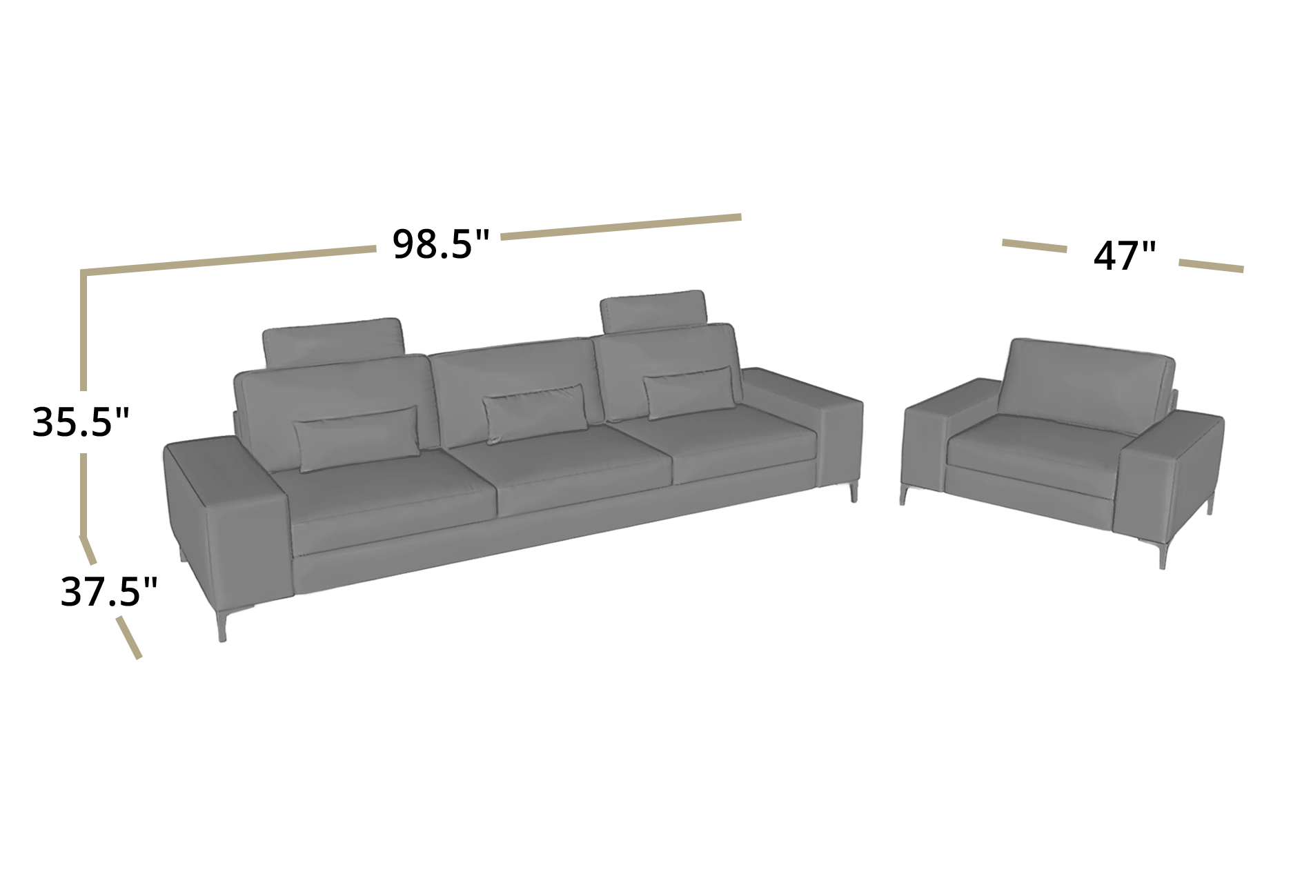 New York Modern Fabric Sofa Set