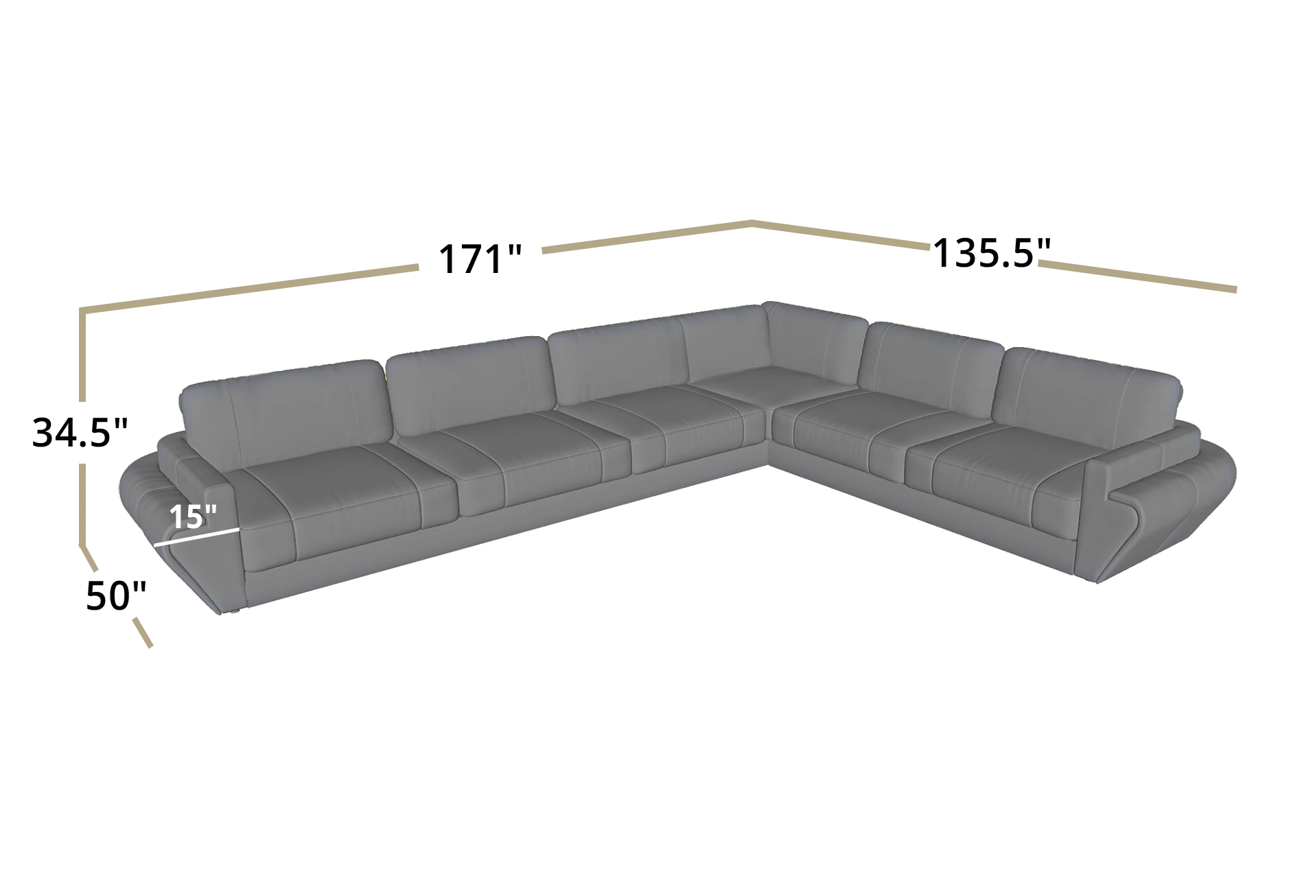 Texas LG Leather L-Sectional Large