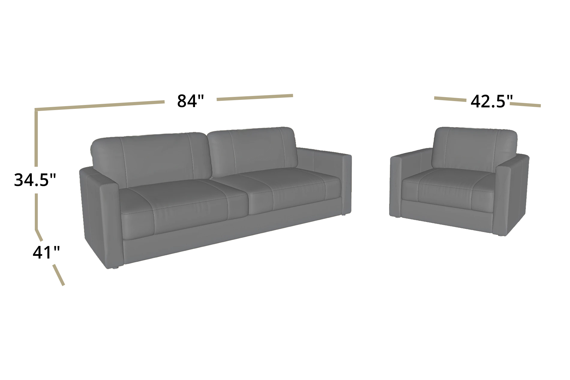 Texas Modern Leather Sofa Set