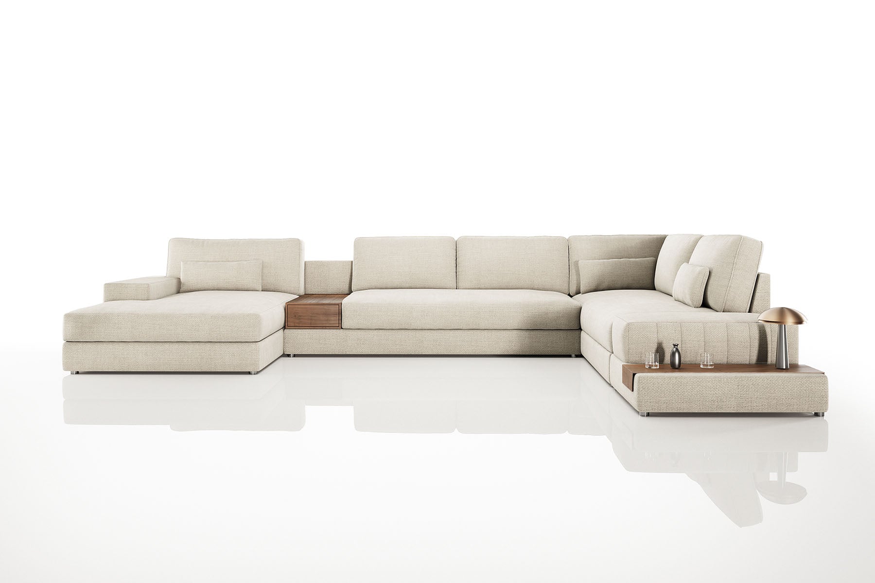 Florida LG Modern Fabric U-Chaise Sectional