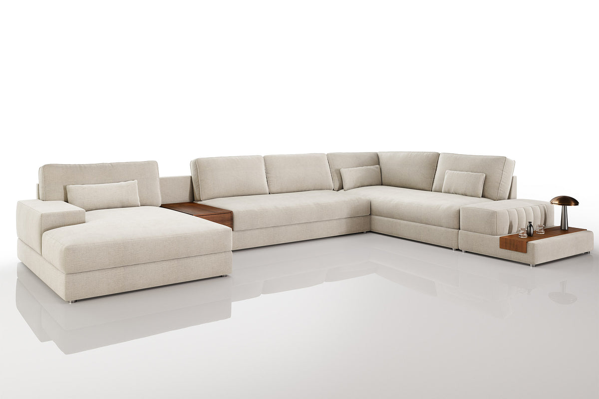 Modern U-Shaped Sectional with Storage & Performance Fabrics 