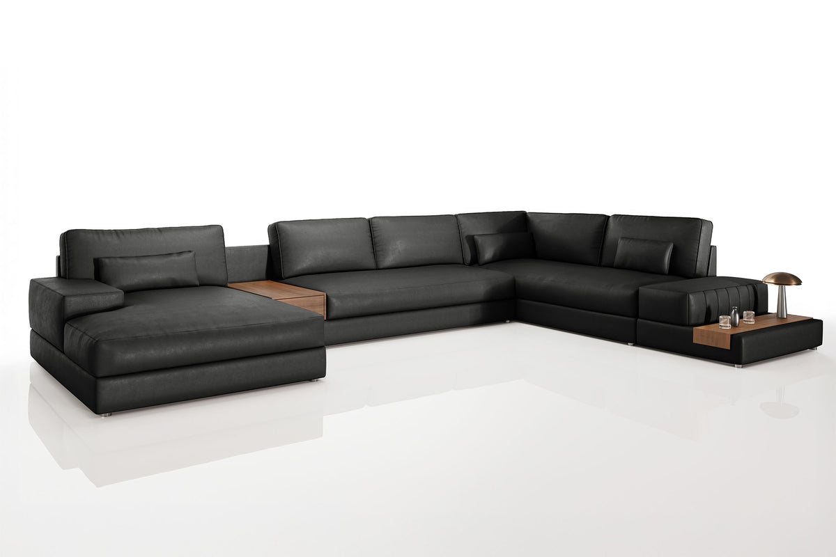 Florida LG Modern Leather U-Chaise Sectional