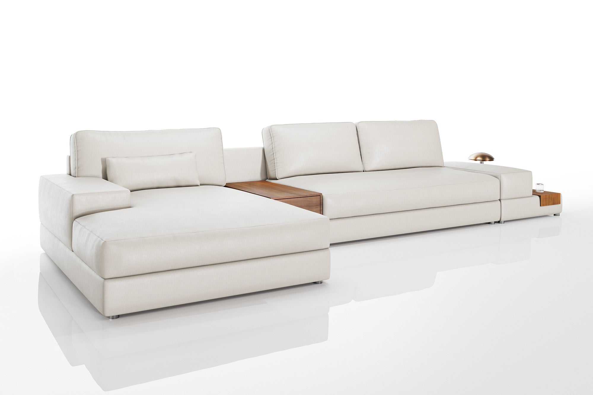 Florida Modern Leather Chaise Sofa