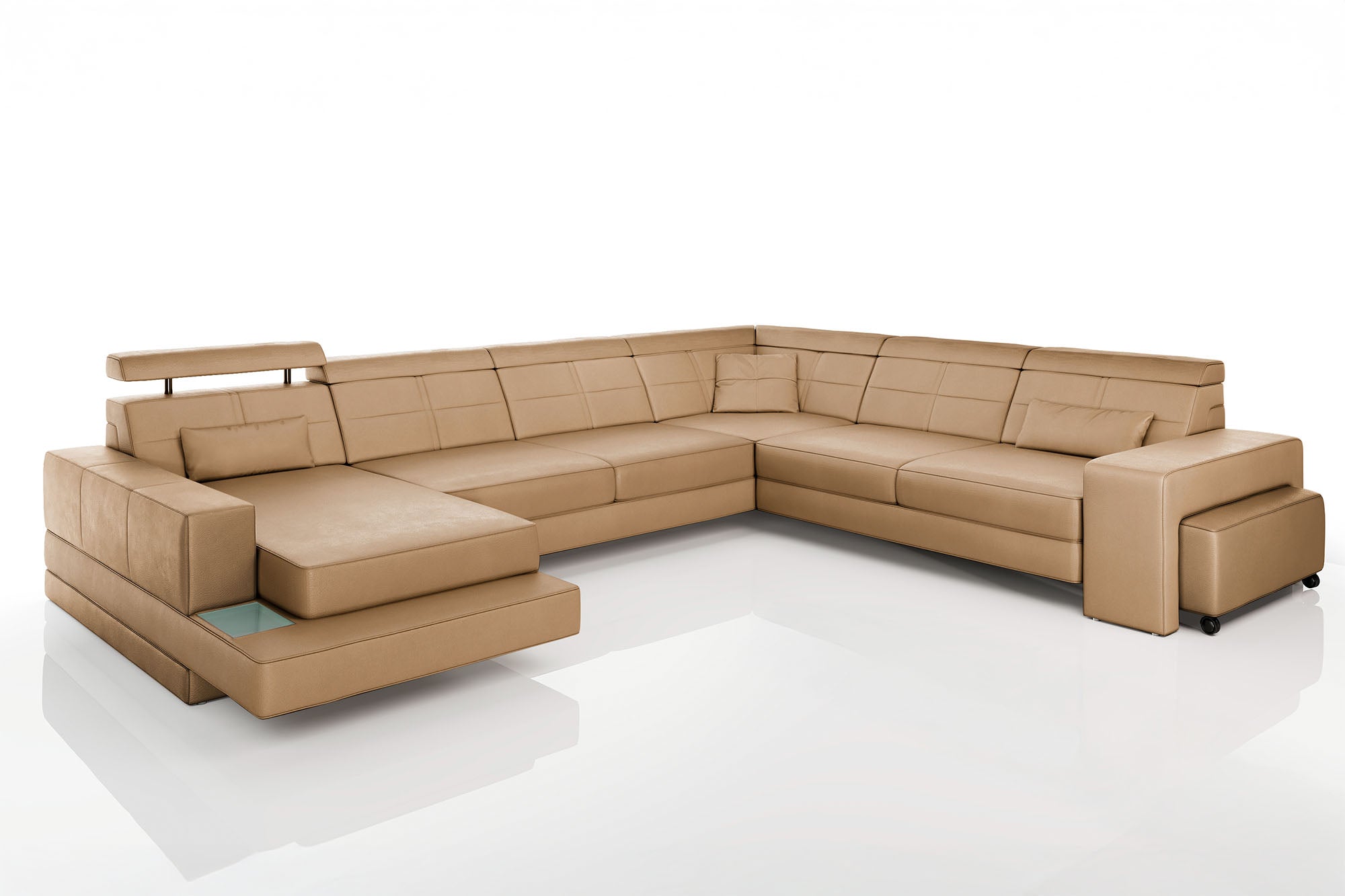 Houston Leather U-Chaise Sectional