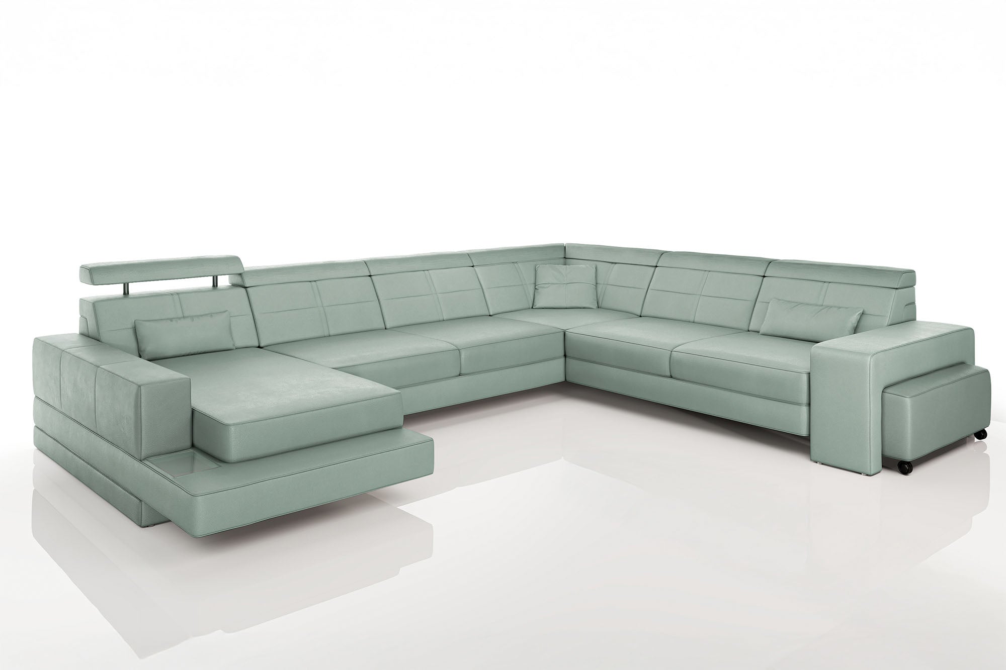 Houston Leather U-Chaise Sectional