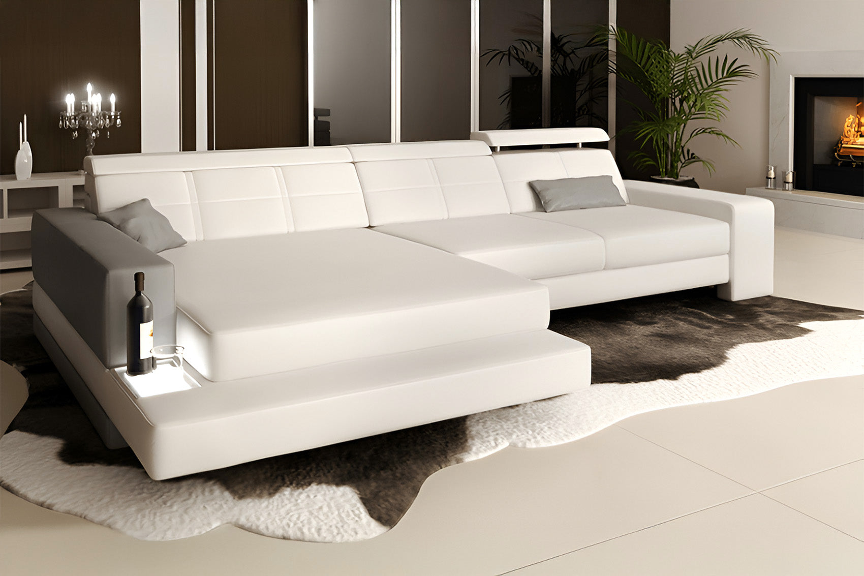 Houston III Leather Chaise Sofa