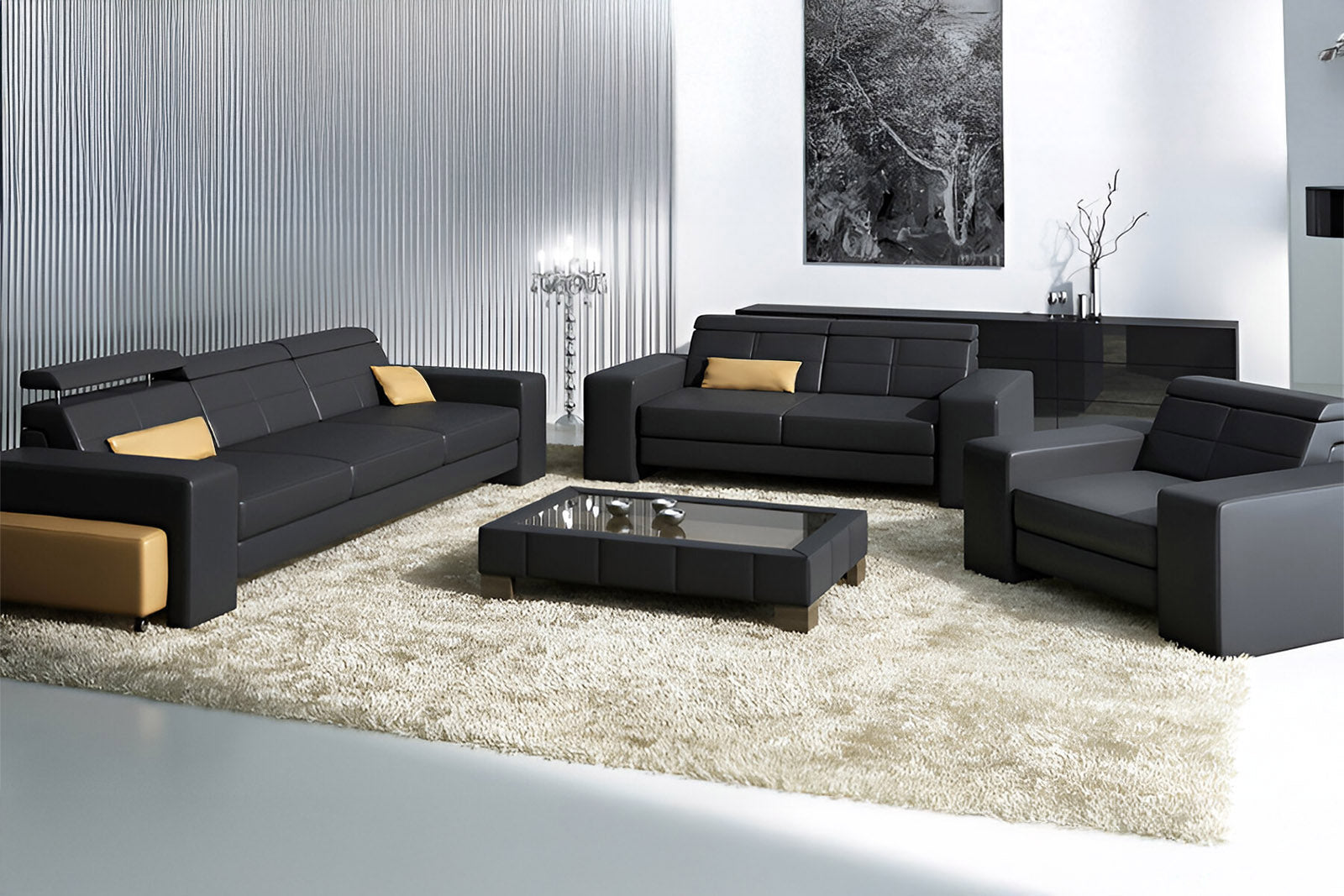 Houston Leather Sofa Set