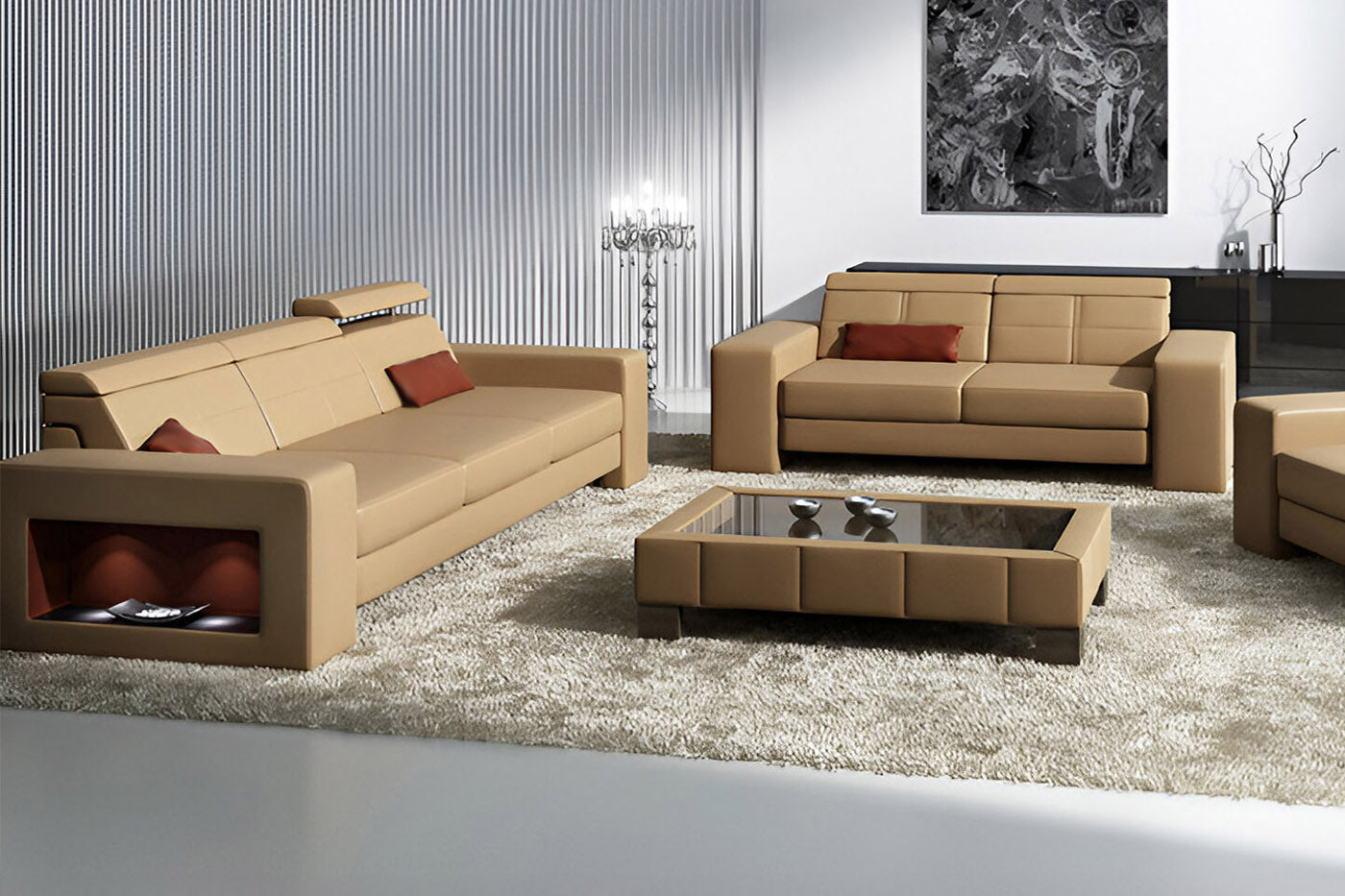 Houston Leather Sofa Set