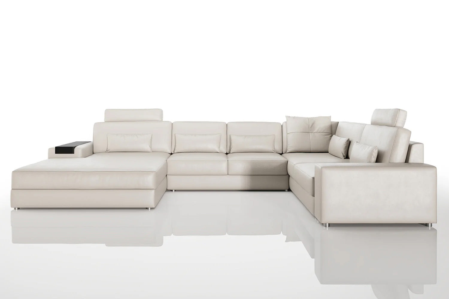 Los Angeles Modern Leather U-Chaise Sectional