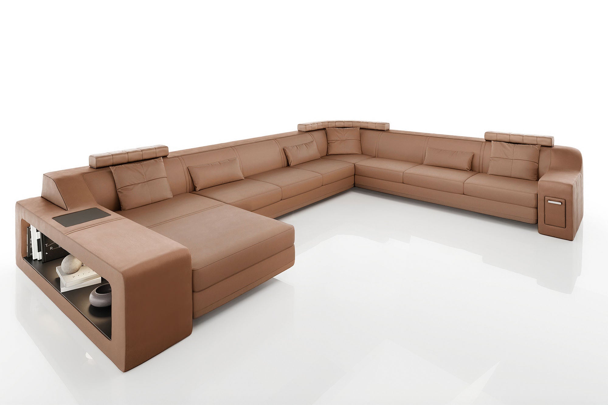 California LG Leather U-Chaise Sectional Large