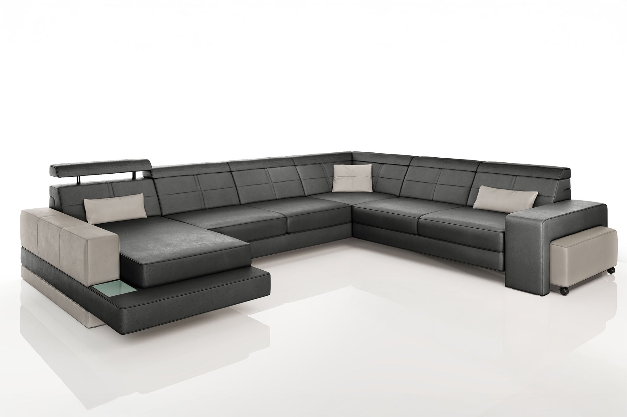 Houston Leather U-Chaise Sectional