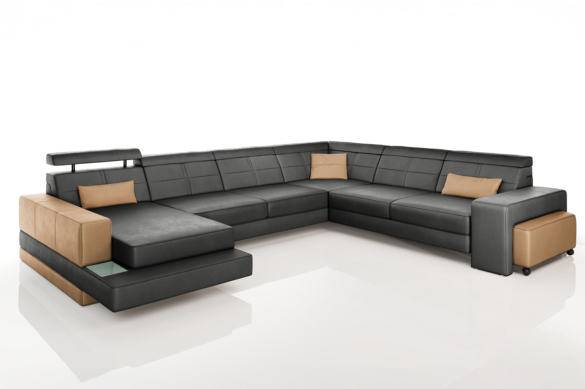 Houston Leather U-Chaise Sectional