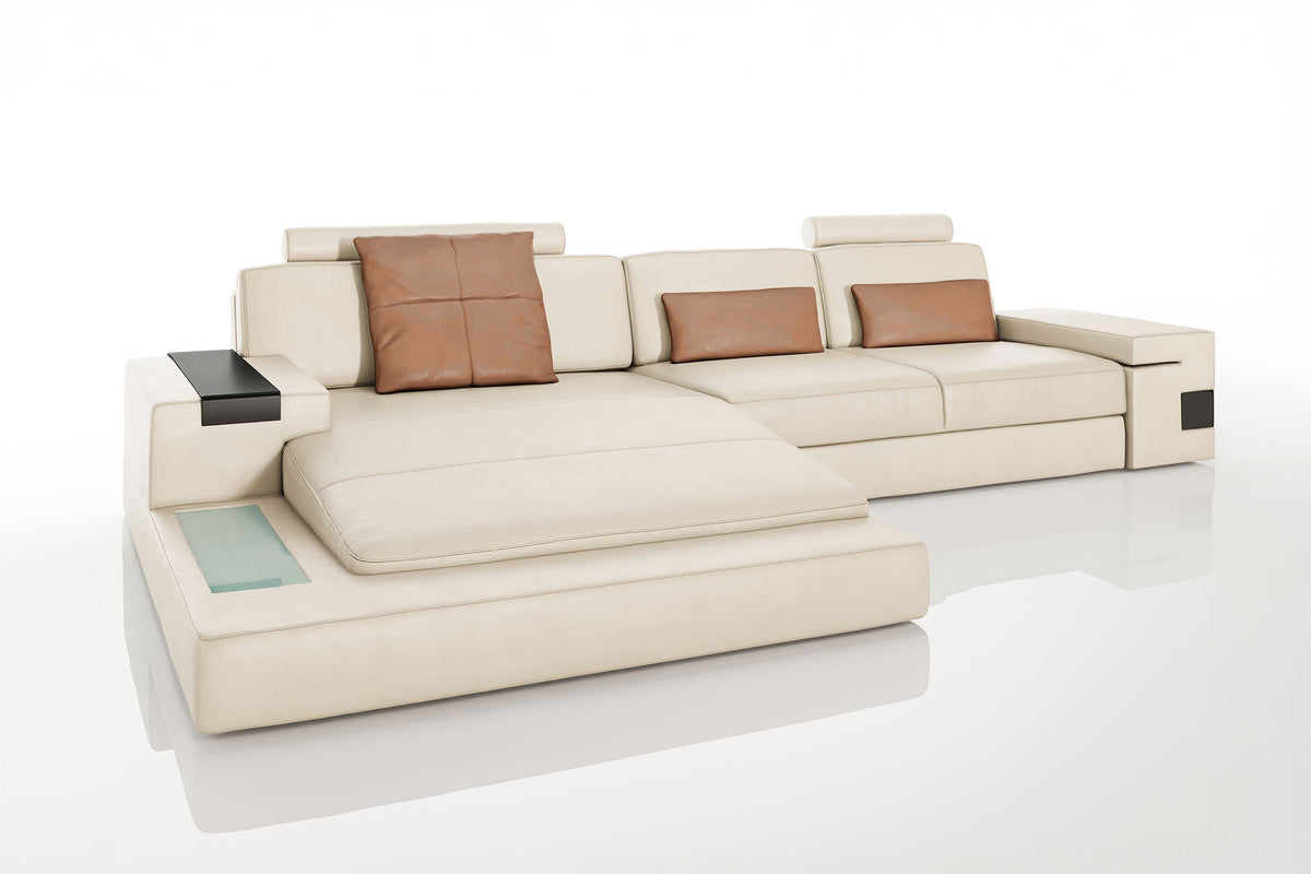 Los Angeles III Leather Chaise Sofa