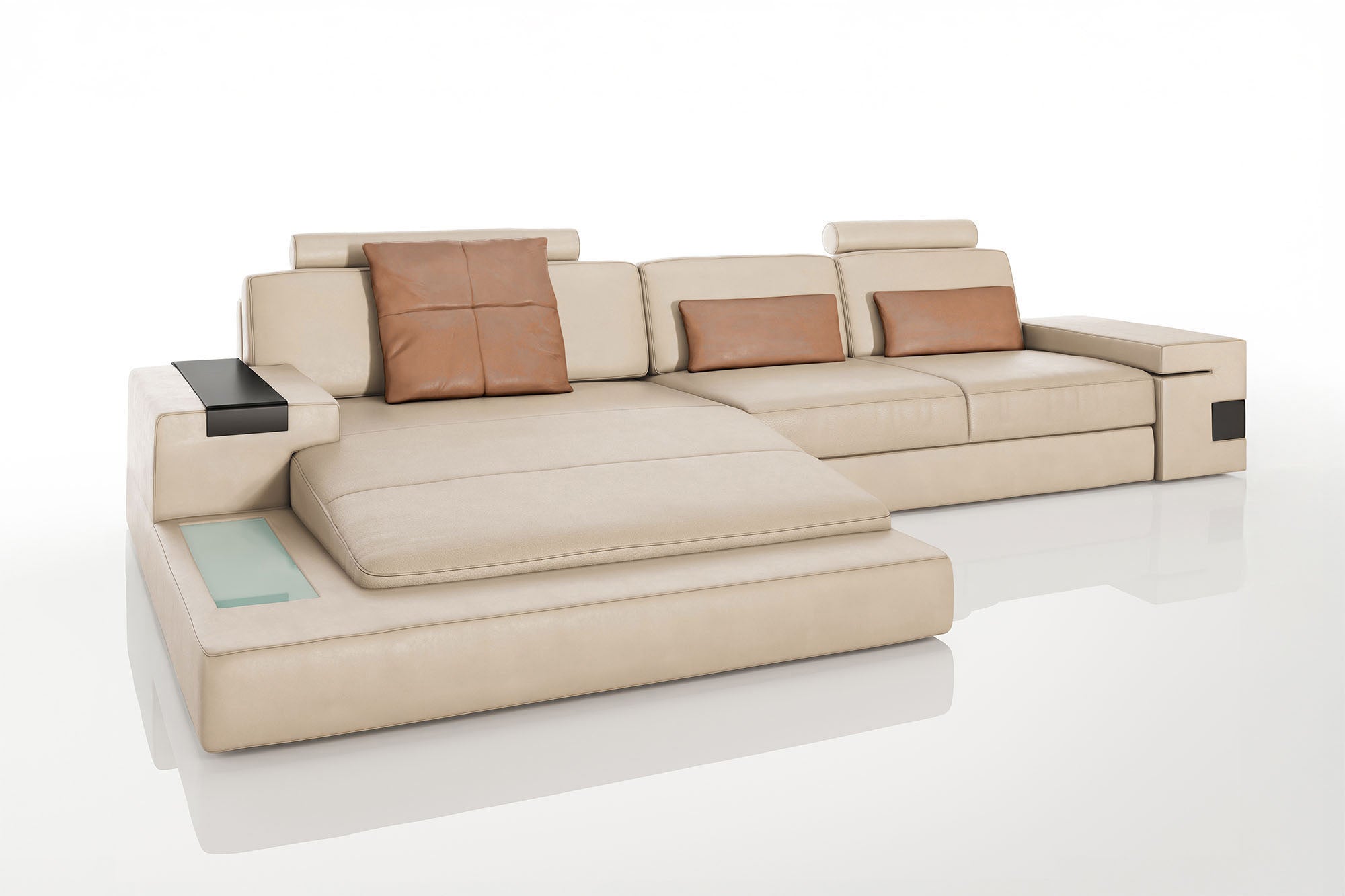 Los Angeles III Leather Chaise Sofa