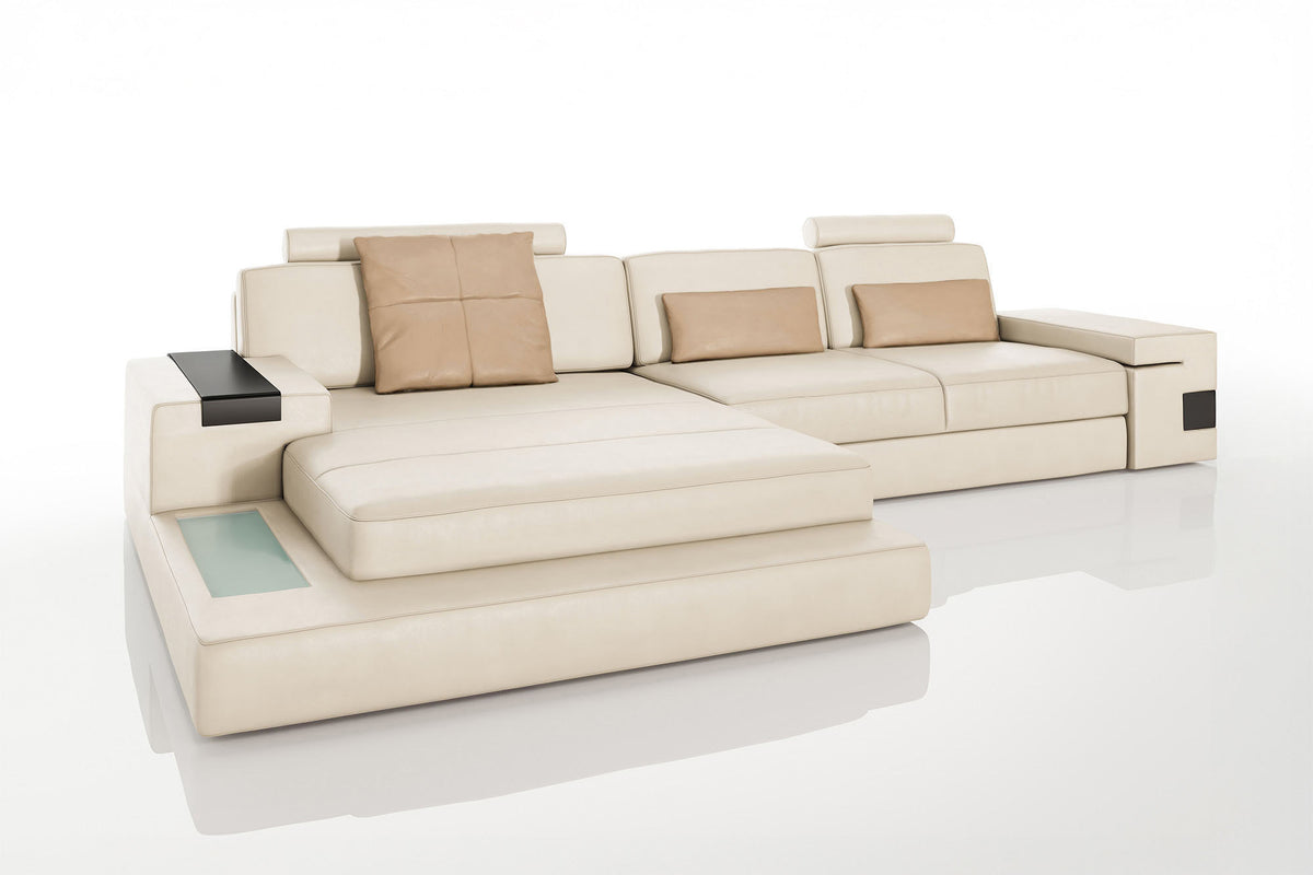 Los Angeles III Leather Chaise Sofa