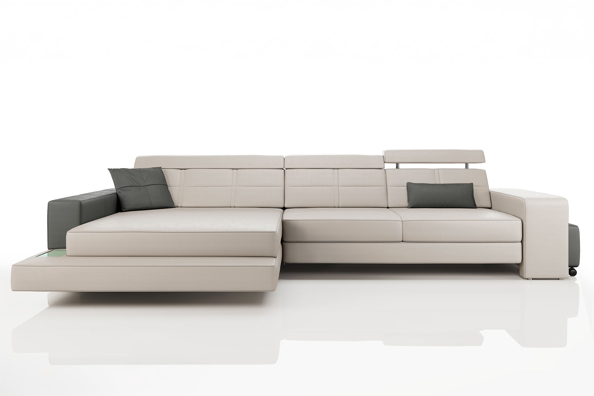 Houston III Leather Chaise Sofa