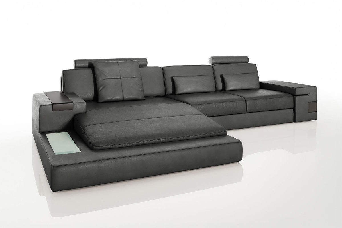 Los Angeles III Leather Chaise Sofa