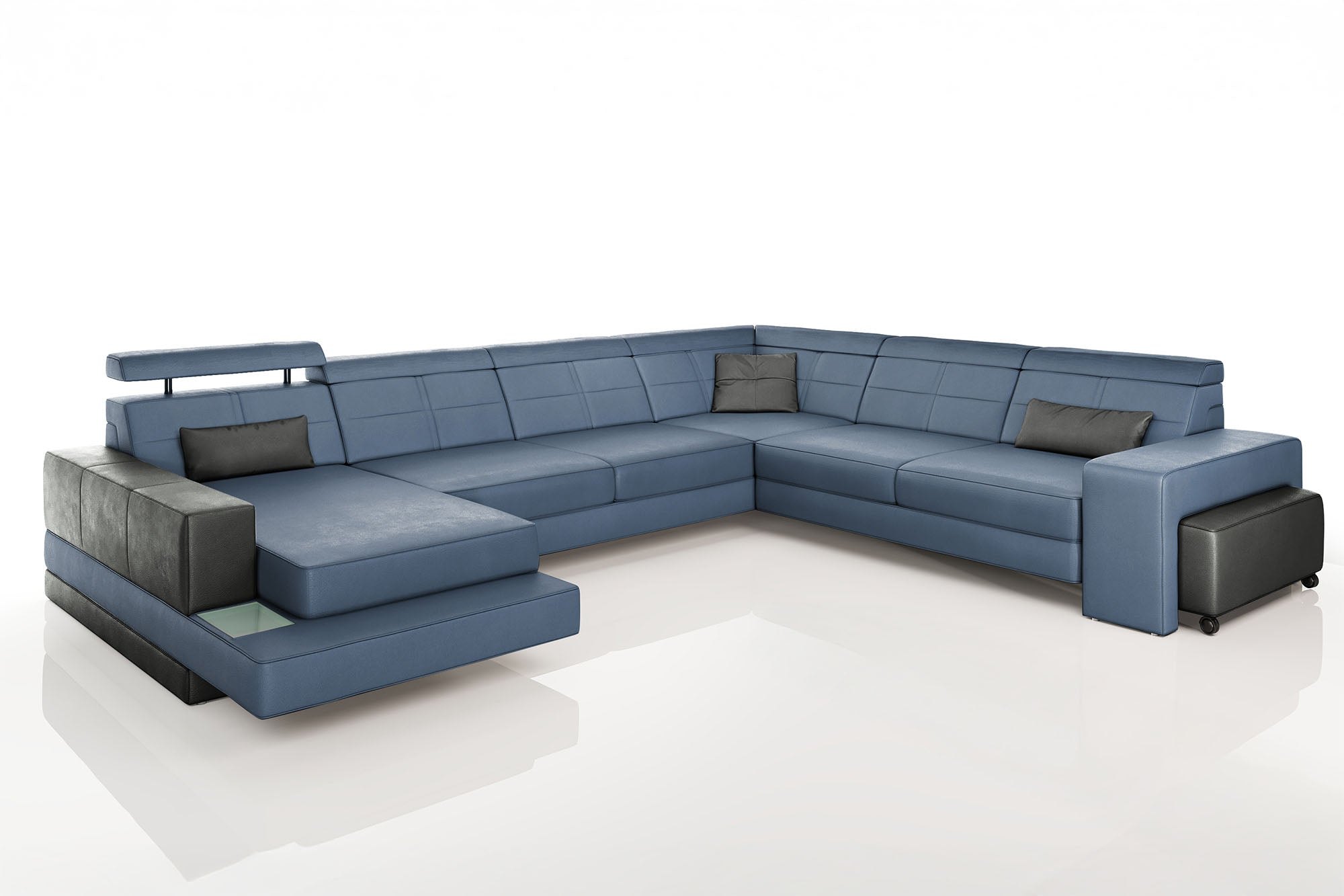 Houston Leather U-Chaise Sectional