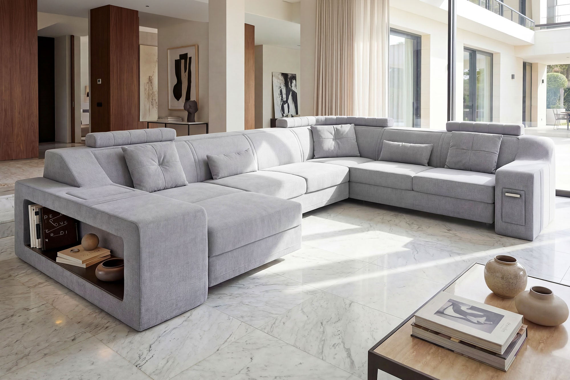 California Fabric U-Chaise Sectional