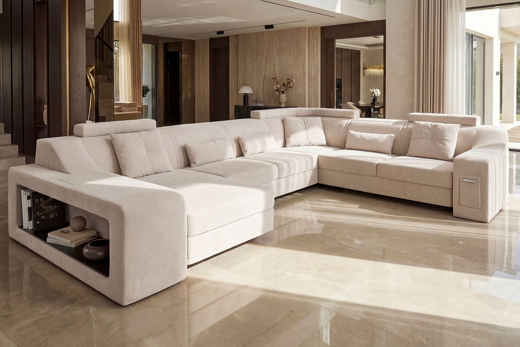 California Fabric U-Chaise Sectional