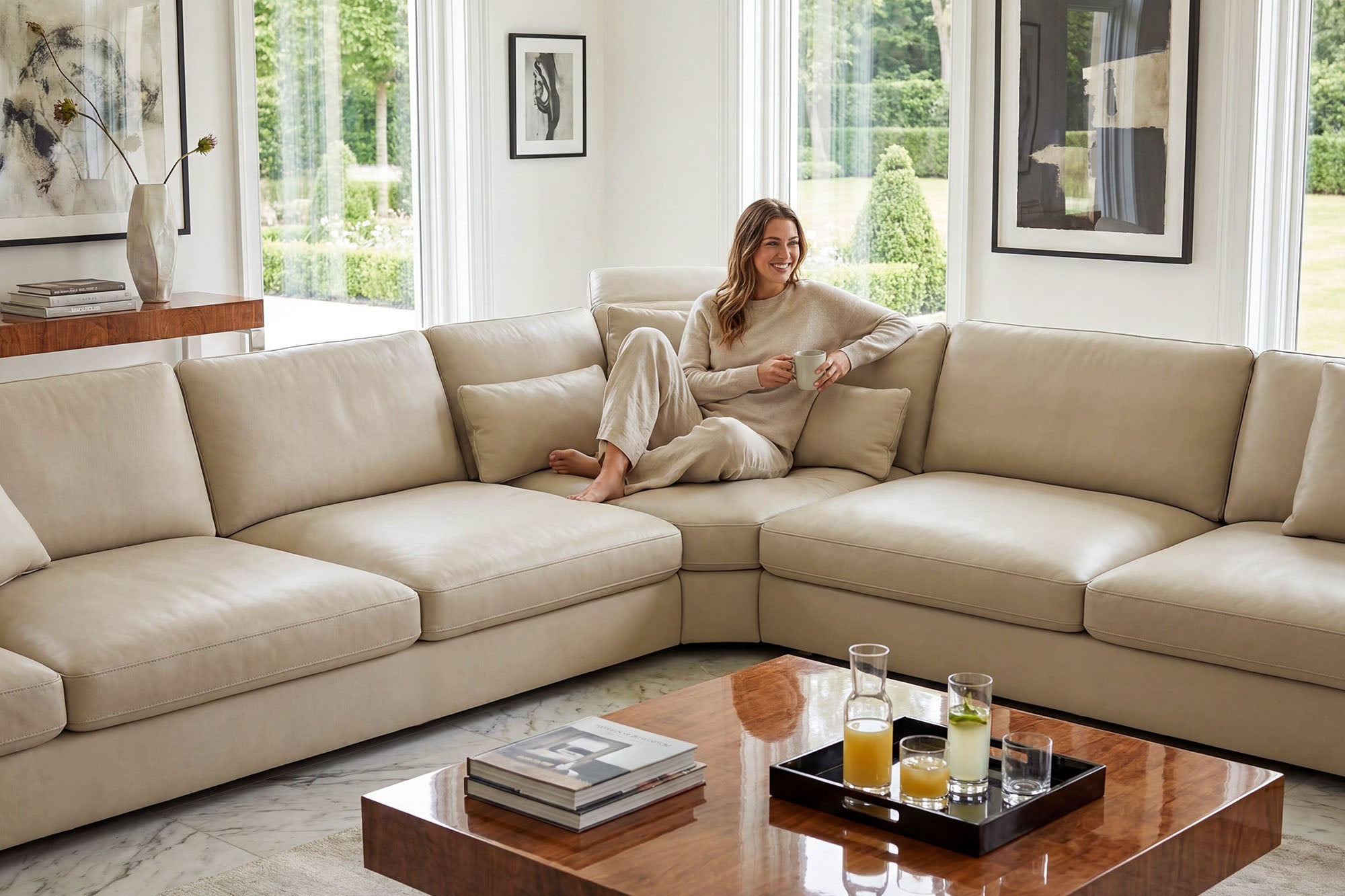 Chicago LG Modern Leather L-Sectional Large