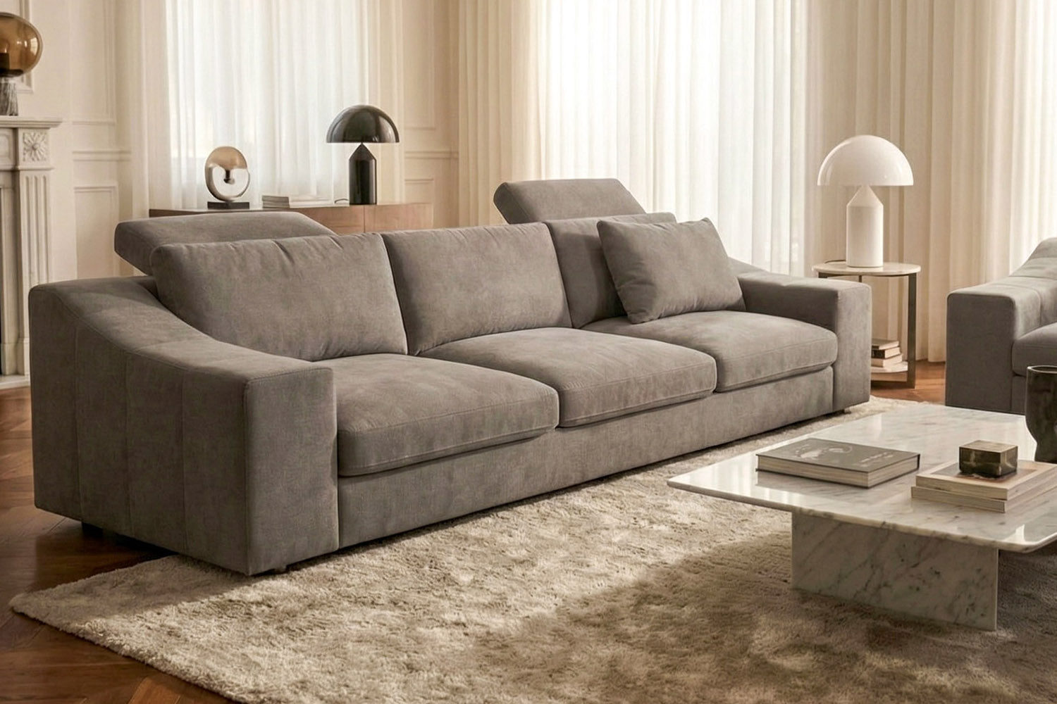Chicago Modern Fabric 3 Seater Sofa