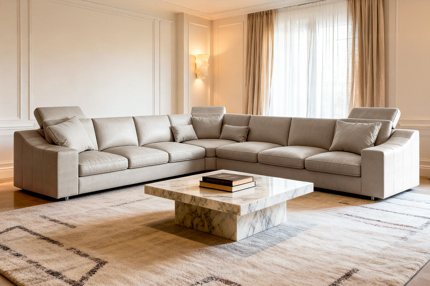 Chicago LG Modern Leather L-Sectional Large