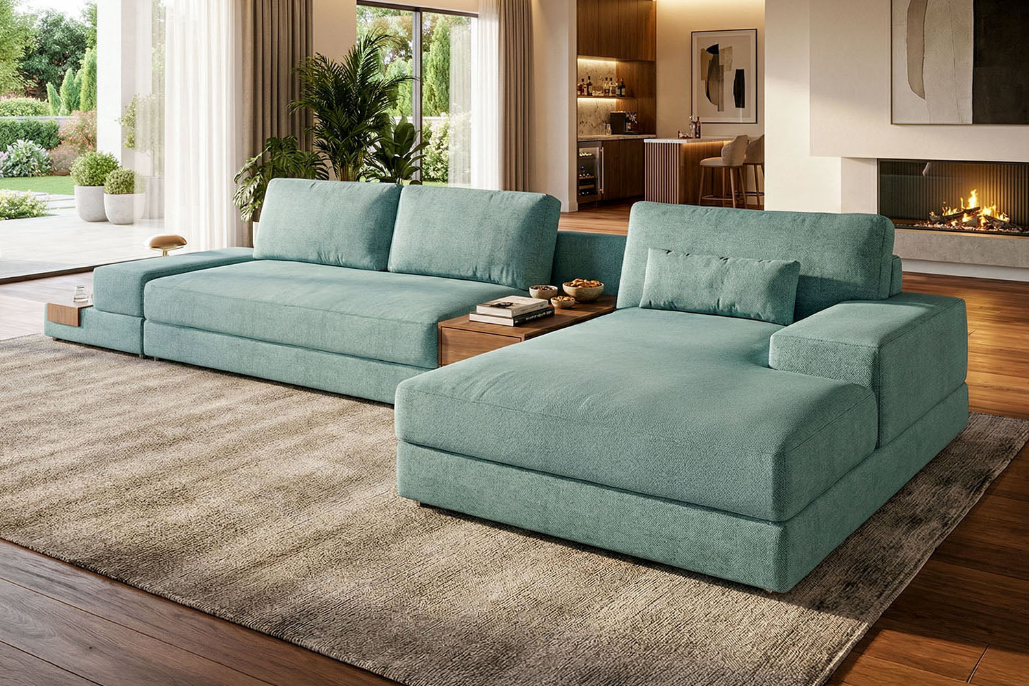 Florida Modern Fabric Chaise Sofa