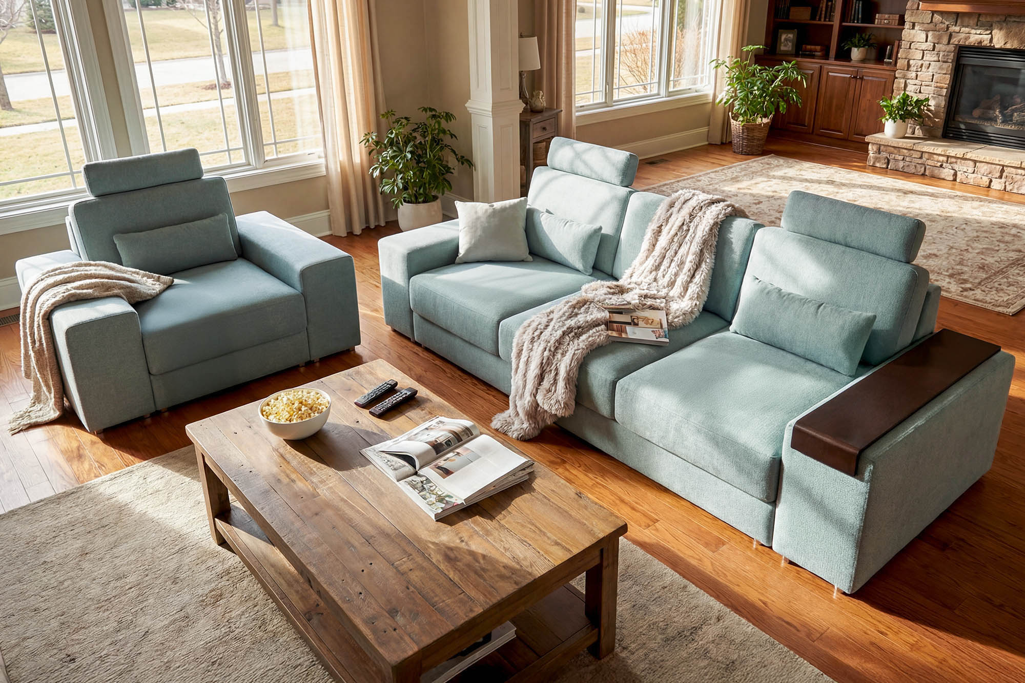 Los Angeles Modern Fabric Sofa Set