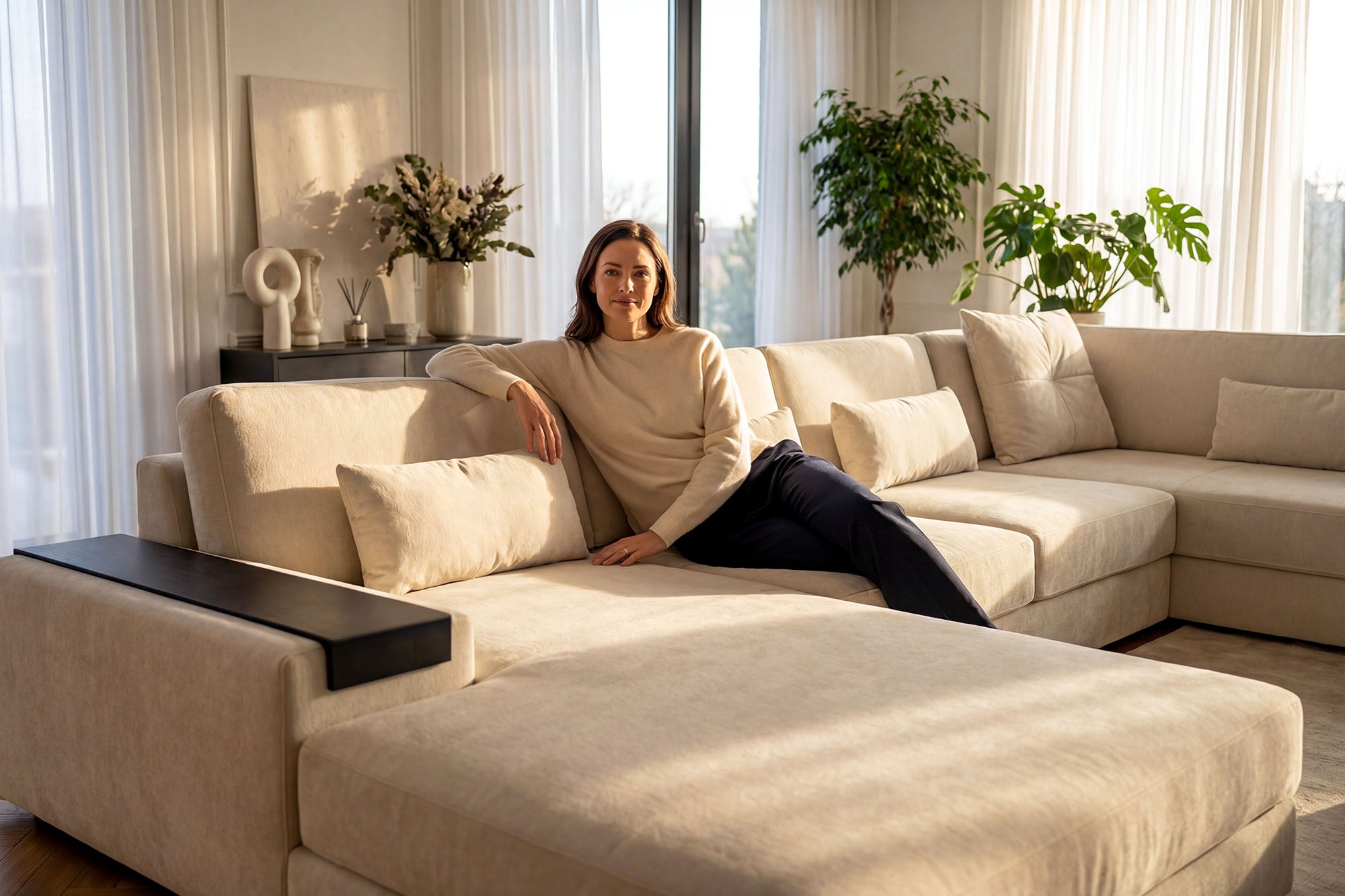 Los Angeles Modern Fabric U-Chaise Sectional