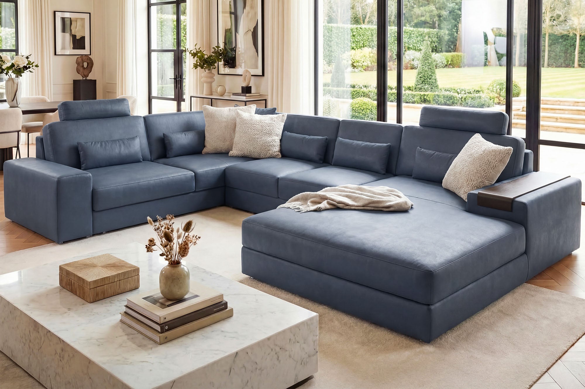 Los Angeles Modern Leather U-Chaise Sectional