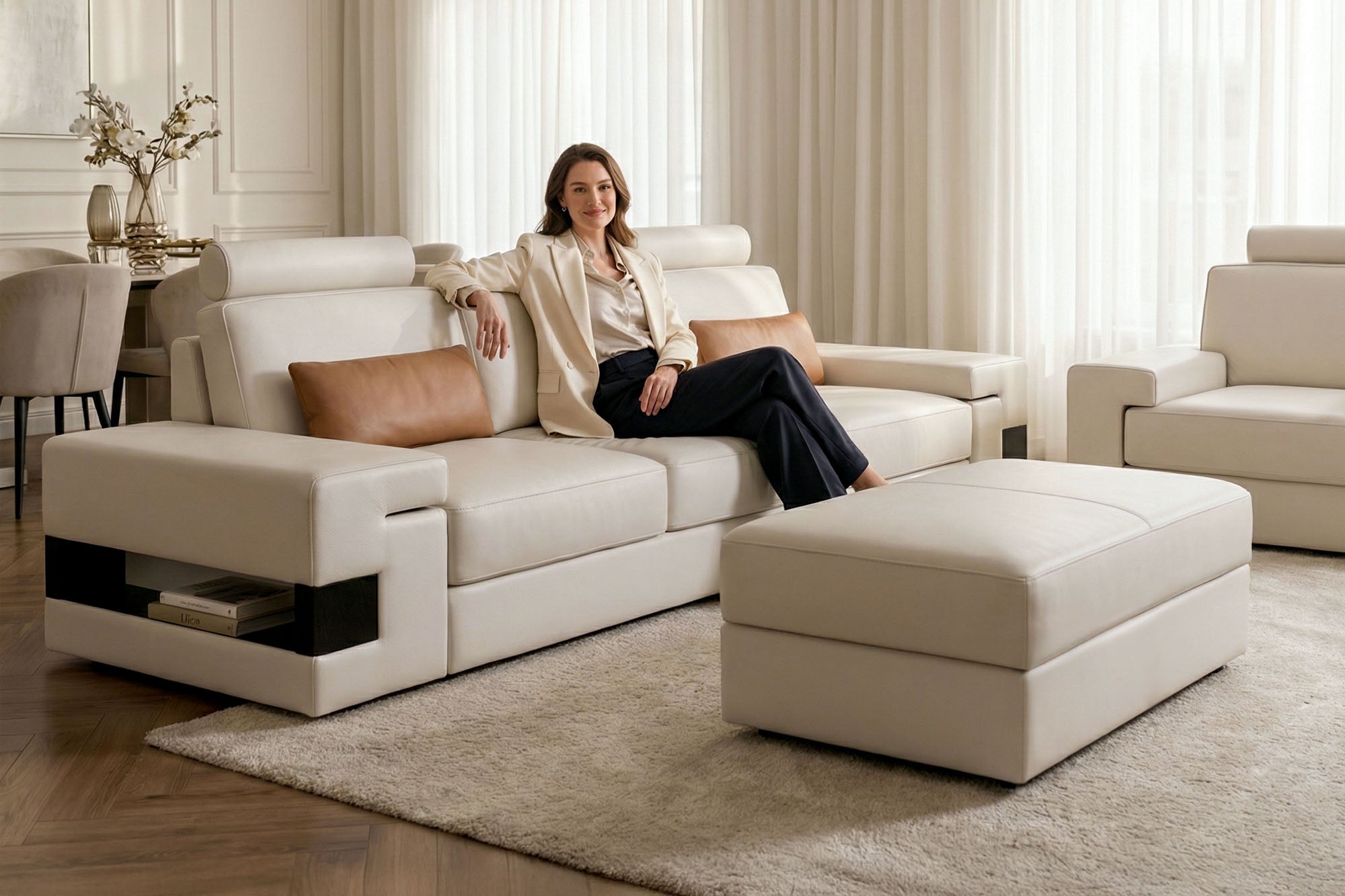 Los Angeles Leather Sofa Set