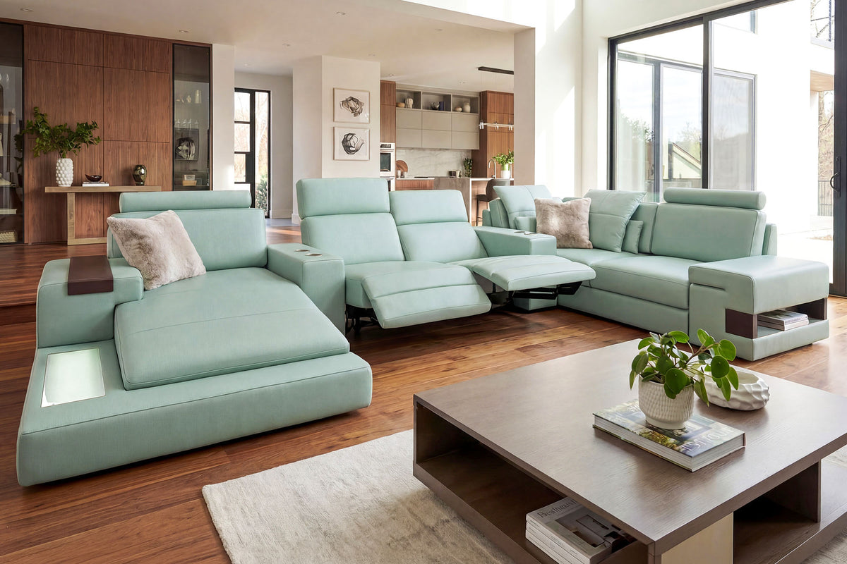 Los Angeles Leather Reclining U-Chaise Sectional