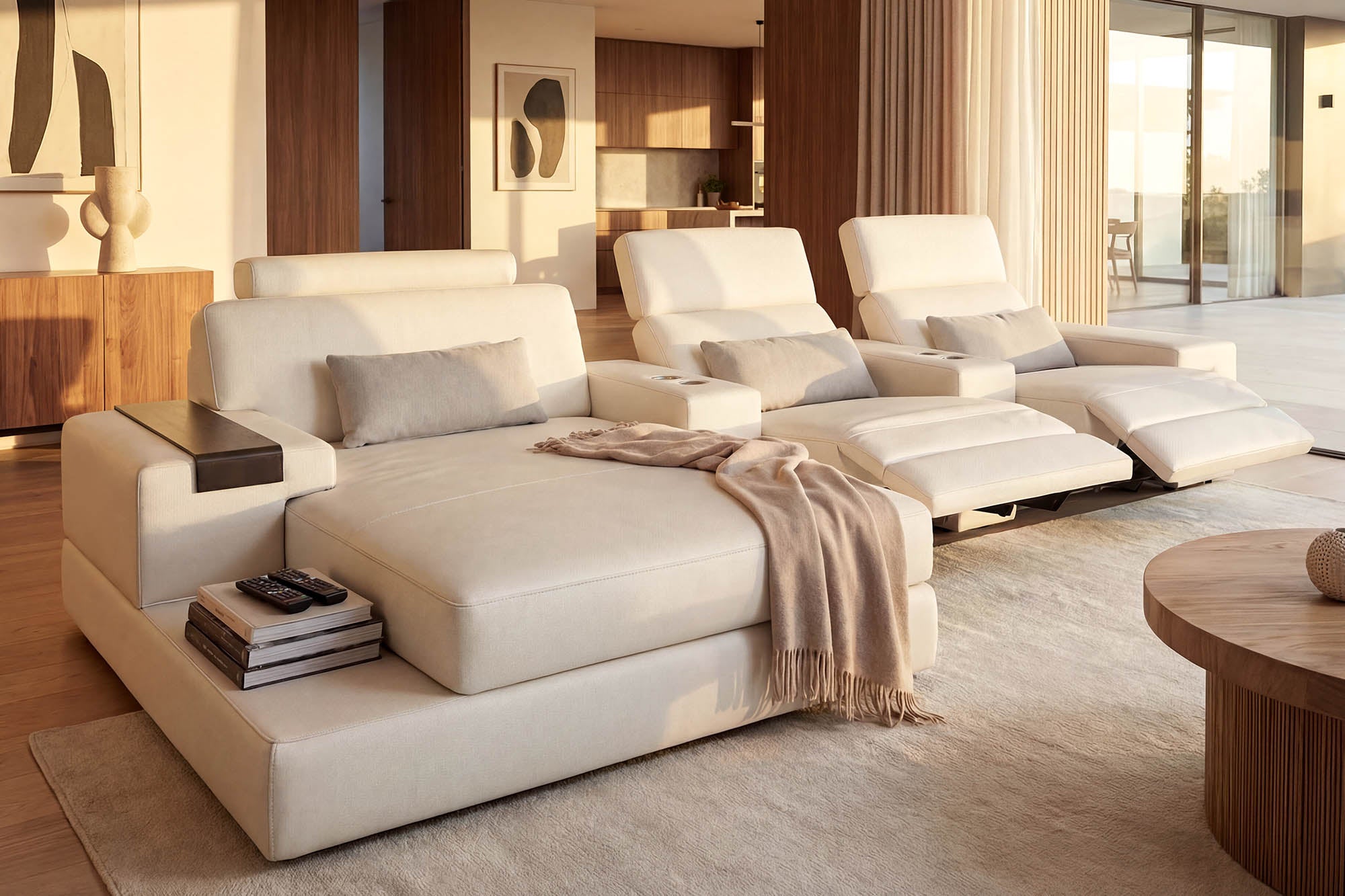 Los Angeles III Leather Chaise Sofa