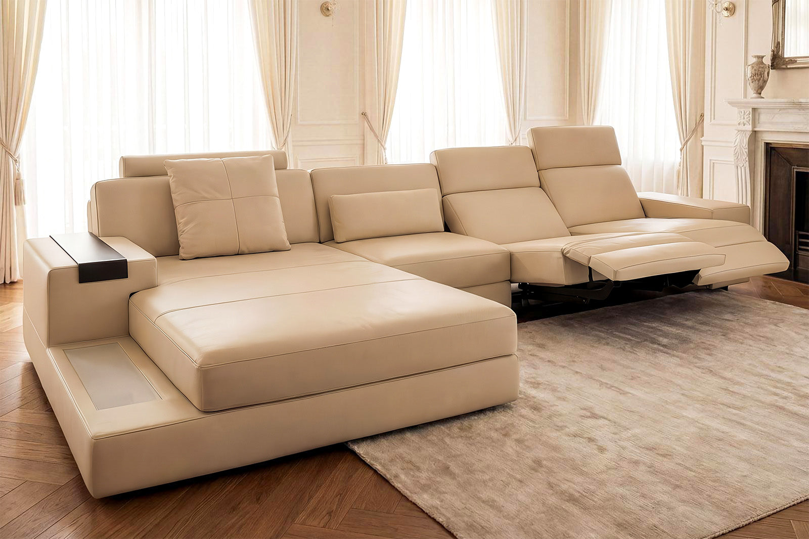 Los Angeles III-LG Modern Leather Chaise Sectional