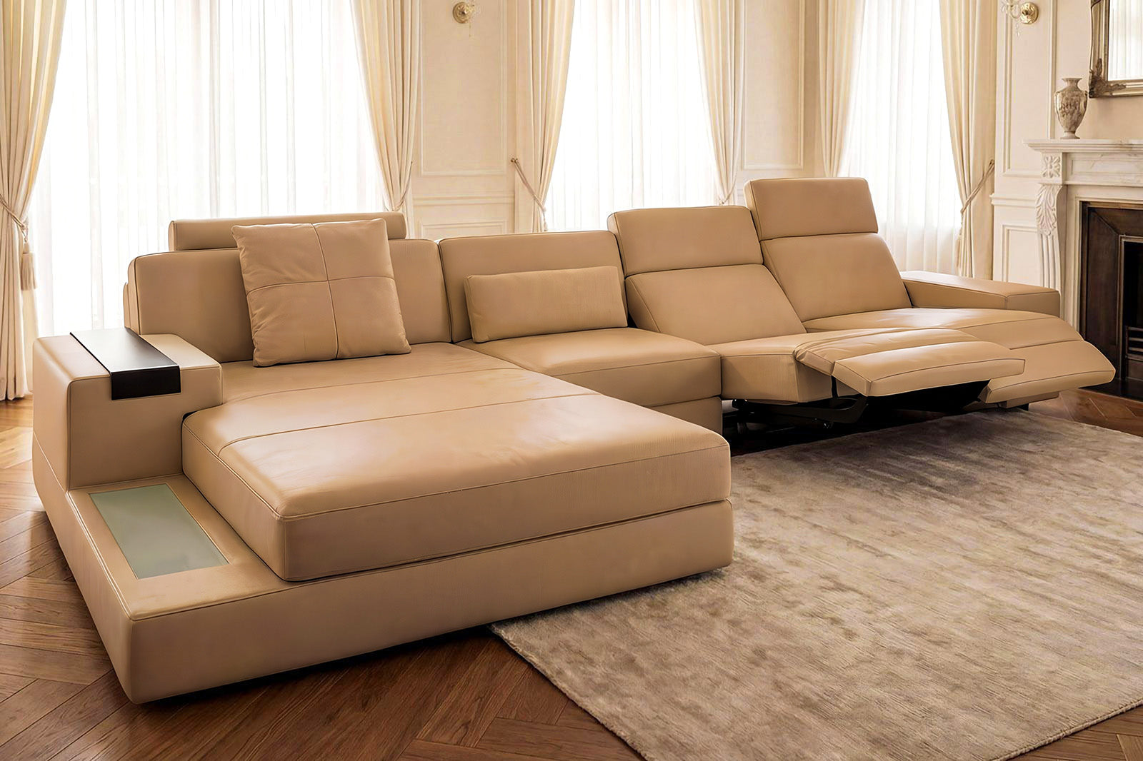 Los Angeles III Leather Chaise Sofa