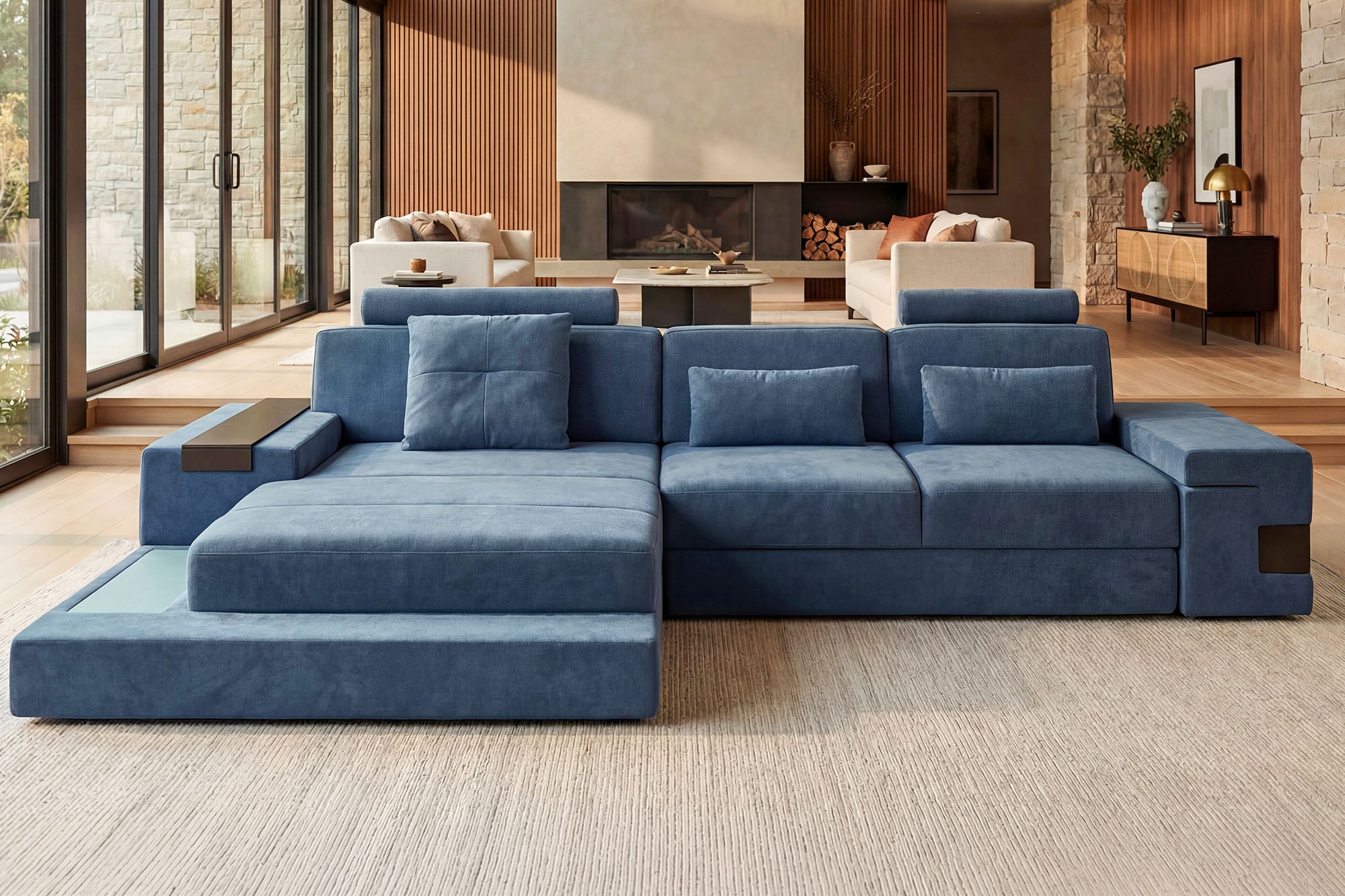 Los Angeles III Fabric Chaise Sofa