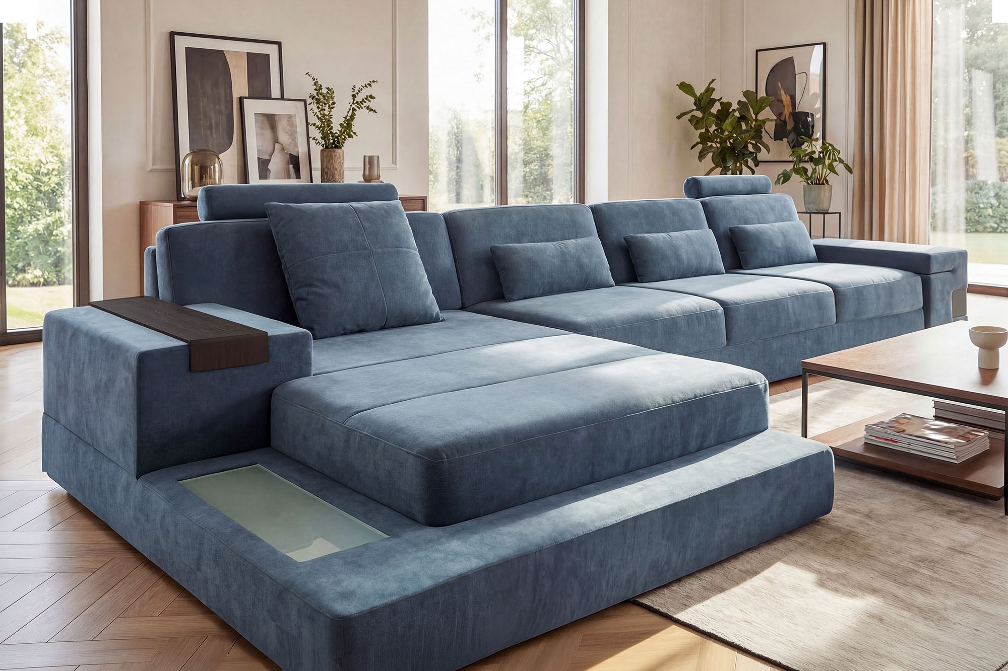 Los Angeles III-LG Fabric Chaise Sectional